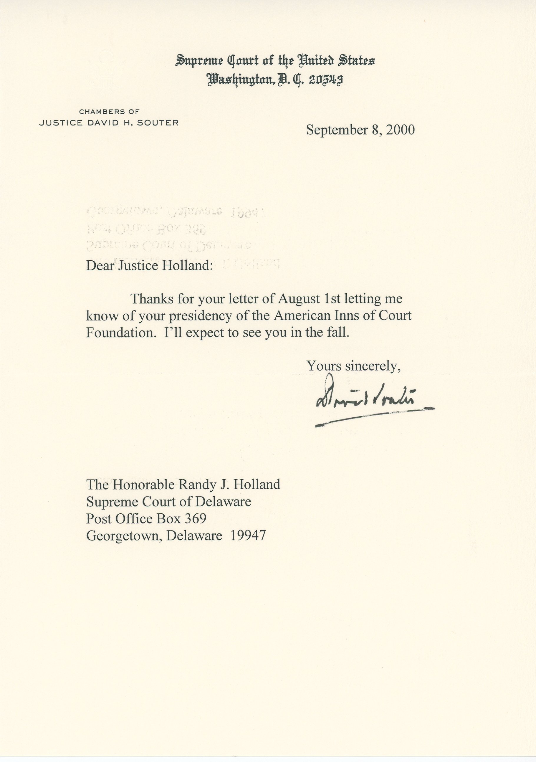 Justice Randy On This Day: September 08, 2000 – Justice Randy J. Holland Memorial